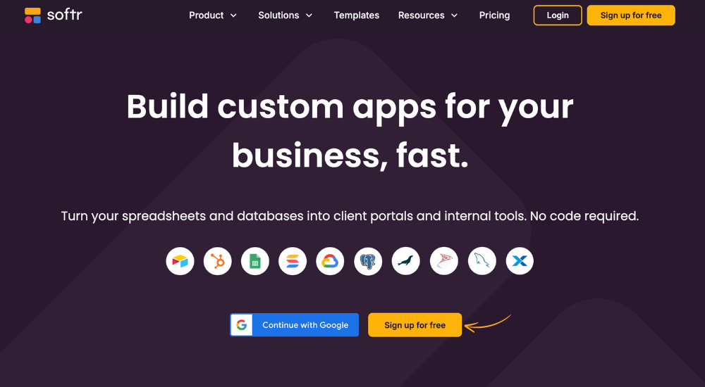 Softr Homepage
