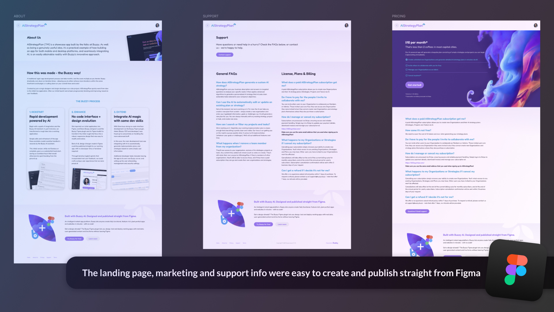 Extra content like marketing info was created and published straight from Figma