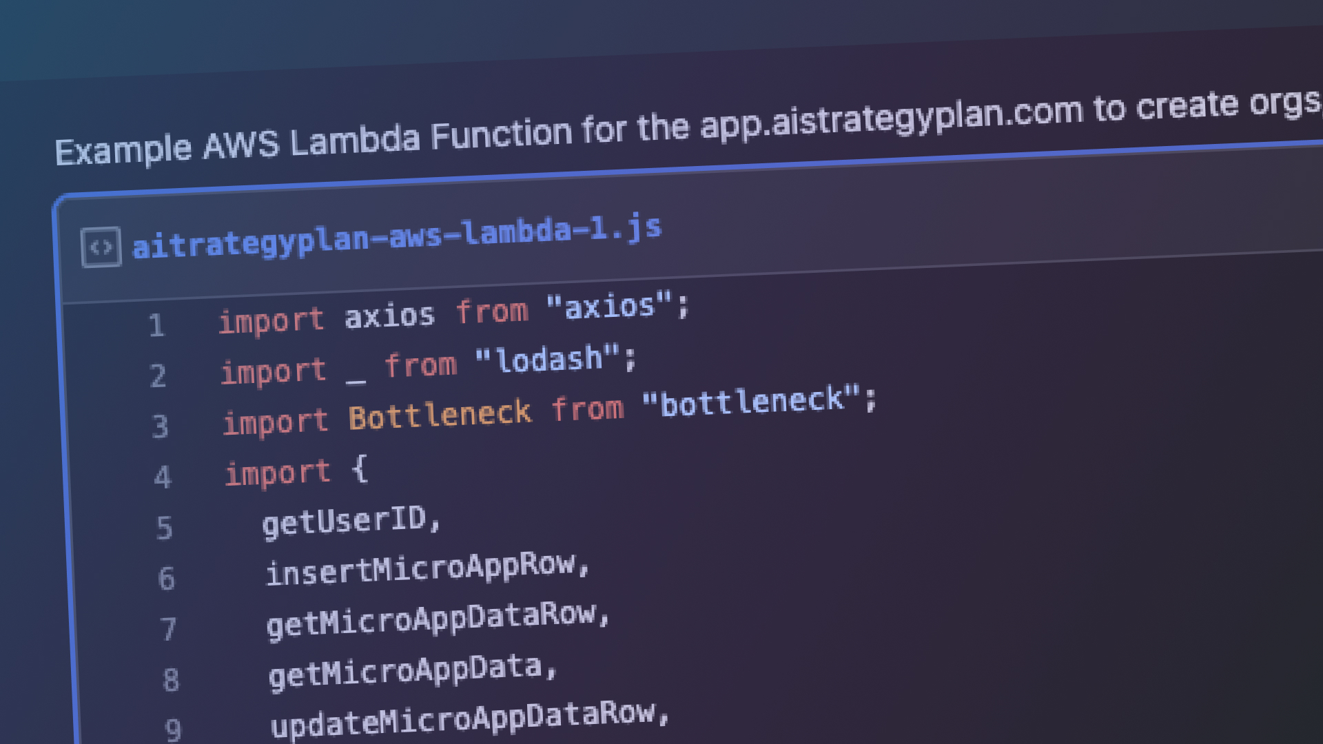 Screenshot ofAWS Lambda function