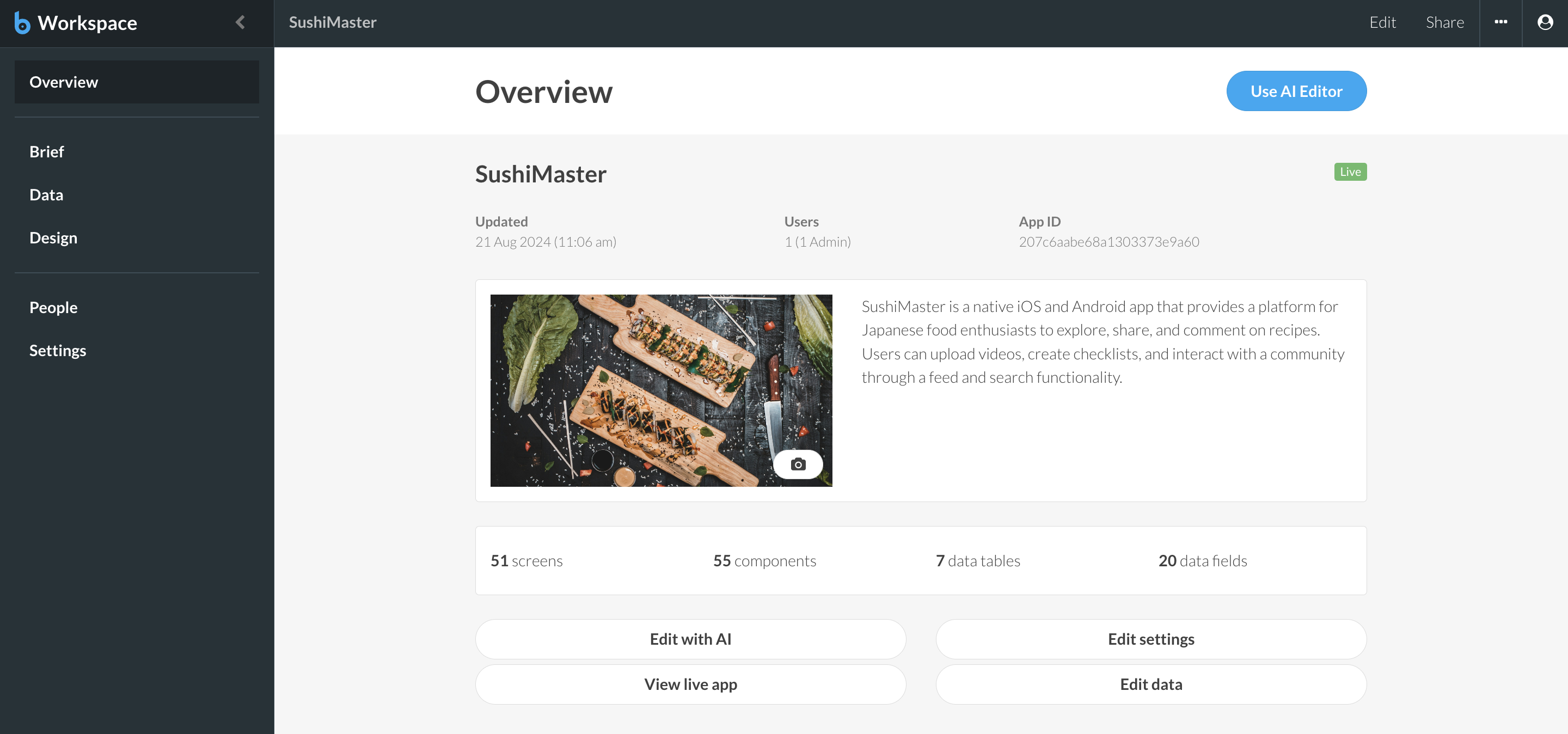 Buzzy's user dashboard