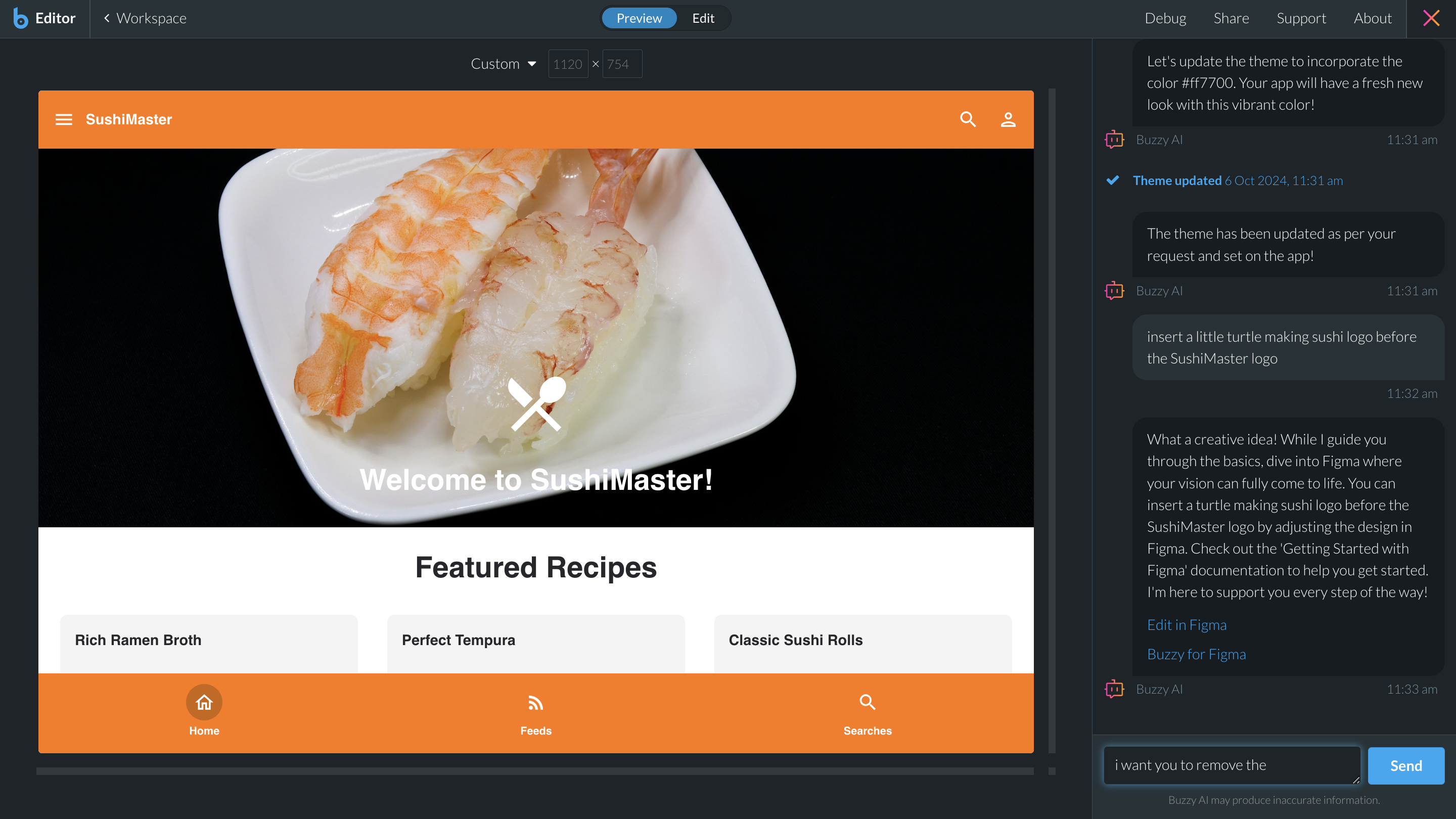 Editing app using buzzy's prompt
